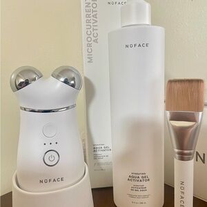 NuFace White Skincare Device with Brush and Gel